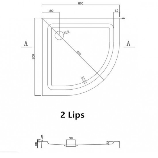 800x800mm Round Shower Tray Center/Corner Waste